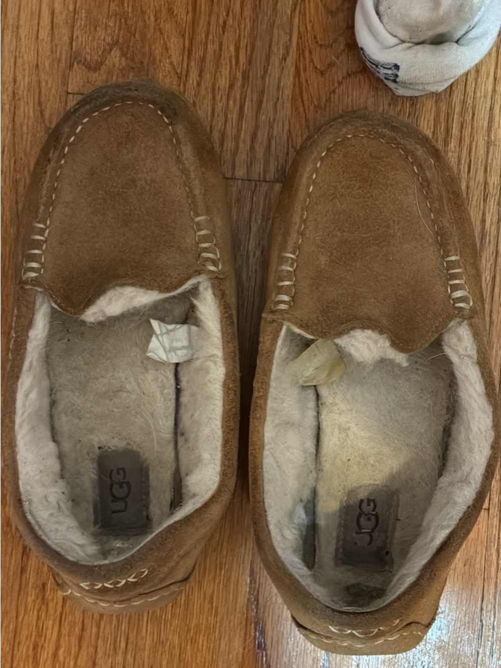 UGG Kids Chestnut Suede Shearling Moccasin Slippers